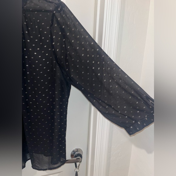 Liz Claiborne sheer black and gold button up long sleeve - Picture 3 of 3